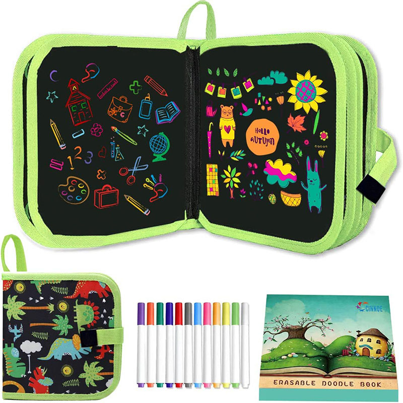 HG3mErasable-Doodle-Book-for-KidsToddlers-Toys-Reusable-Drawing-Pads-with-12-Watercolor-Pens-Preschool-Toy-Trip